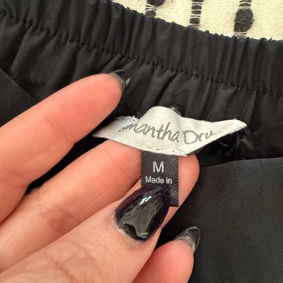 SAMANTHA DRU | Anthropologie Black Cupro Tie Ankle Split Pants medium Minimalist - Picture 7 of 7